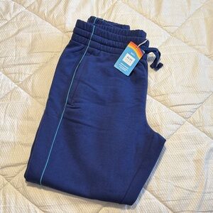 Aldi gear men’s joggers blue with rainbow Aldi pinstripe comfy pants size large